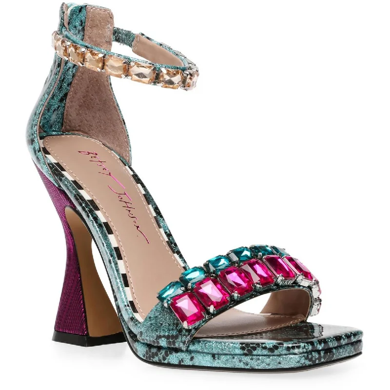 Women's Cork - Soled Espadrille Sandals with a Rope - Trimmed Upper in Navy for a Summer VibeBetsey Johnson Womens Emani Rhinestone Heels