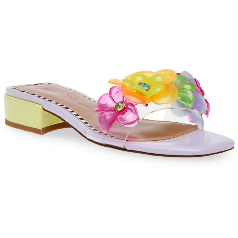 Adjustable Strap Women's Sandals with a Padded Heel in Pink for a Custom FitBetsey Johnson Womens Journi Embellished Square Toe Slide Sandals