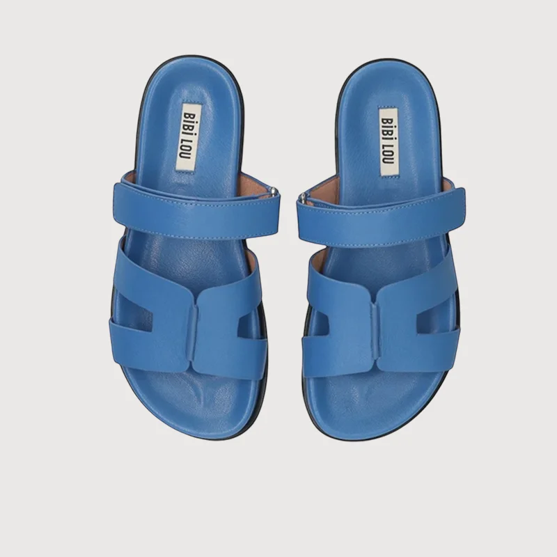 Women's Sandals with a Wedge Heel and a Tassel Detail in Orange for a Trendy LookBibi Lou Minty Azul Denim Leather Flat Sandals