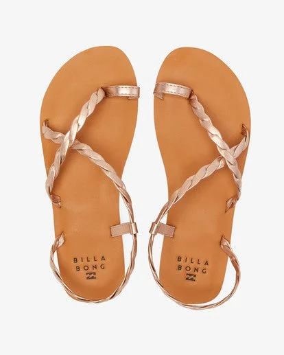 Women's Flat Slide Sandals with a Memory Foam Insole in White for All - Day ComfortBillabong Sandals Woman Twisted Strappy Vegan Leather