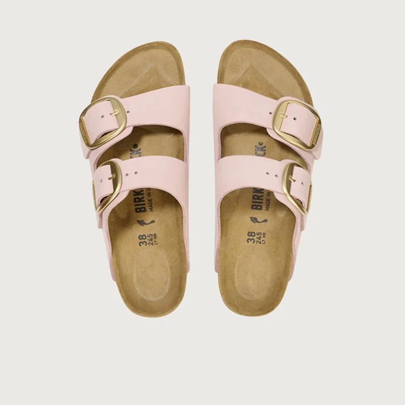 Waterproof Women's Rubber Beach Sandals with Arch Support in Blue for Water ActivitiesBirkenstock Arizona Big Buckle Nubuck Leather Soft Pink Sandals