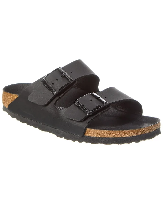 Women's Flat Slide Sandals with a Memory Foam Insole in White for All - Day ComfortBirkenstock Arizona Narrow Birko-Flor Sandal