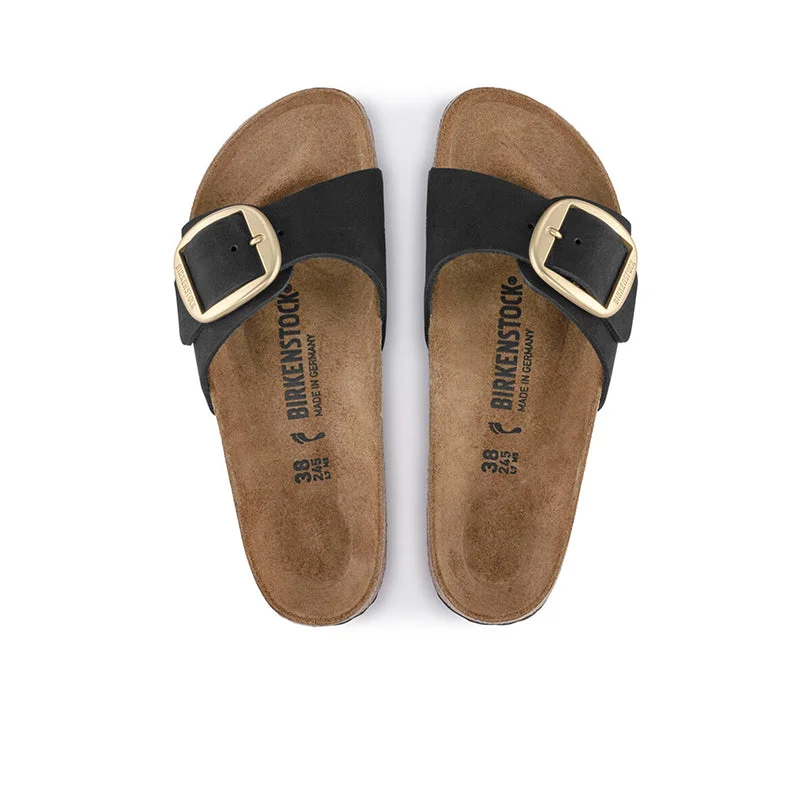 Women's Sandals with a Floral - Printed Upper in Pink for a Feminine Spring LookBirkenstock Madrid Big Buckle Nubuck Black Sandals
