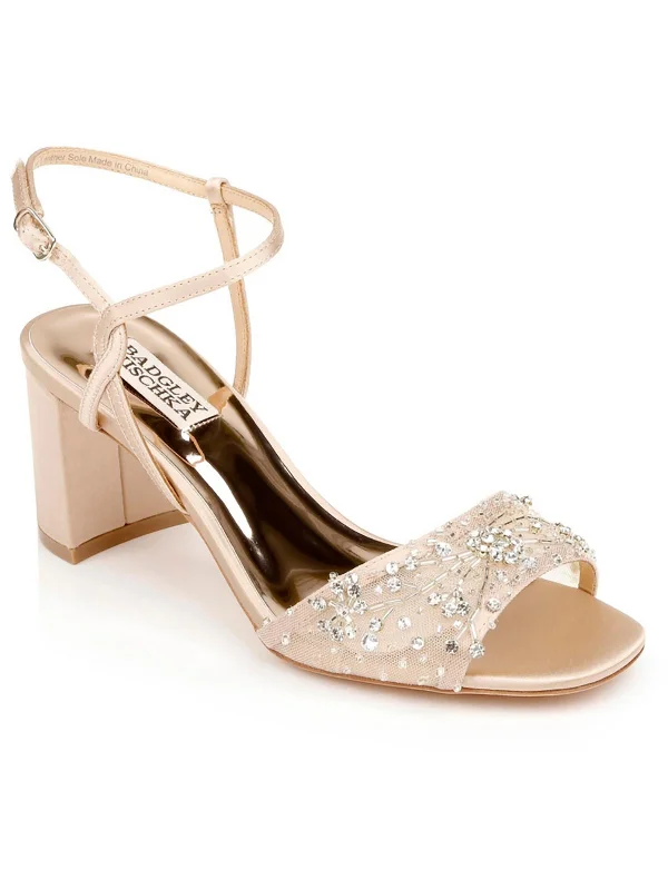 Adjustable Strap Women's Sandals with a Padded Heel in Pink for a Custom FitBlaine Womens Satin Jeweled Heels