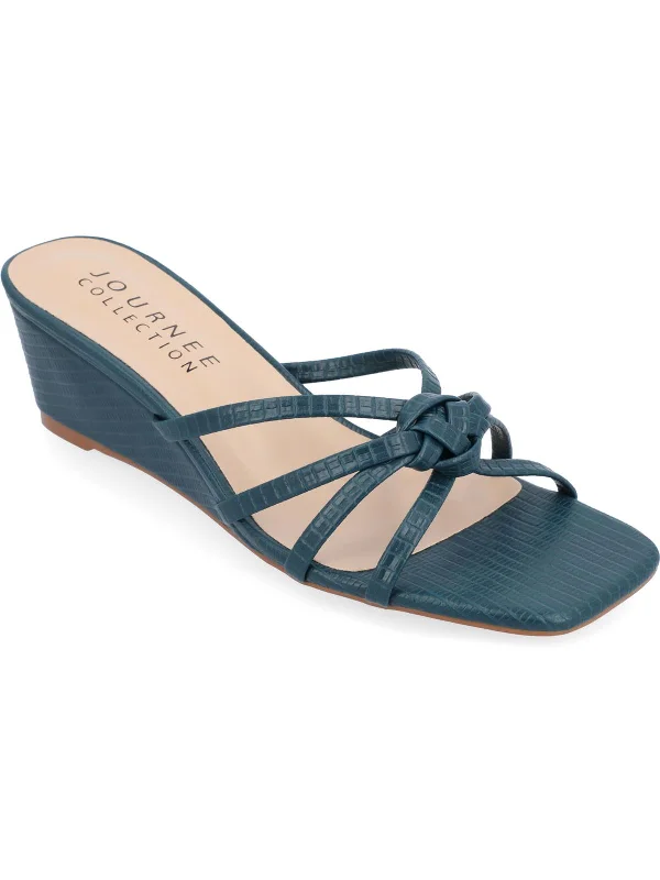 Women's Sandals with a Glitter - Coated Strap in Gold for a Sparkly Summer OutfitBlayke Womens Faux Leather Slip-On Wedge Sandals
