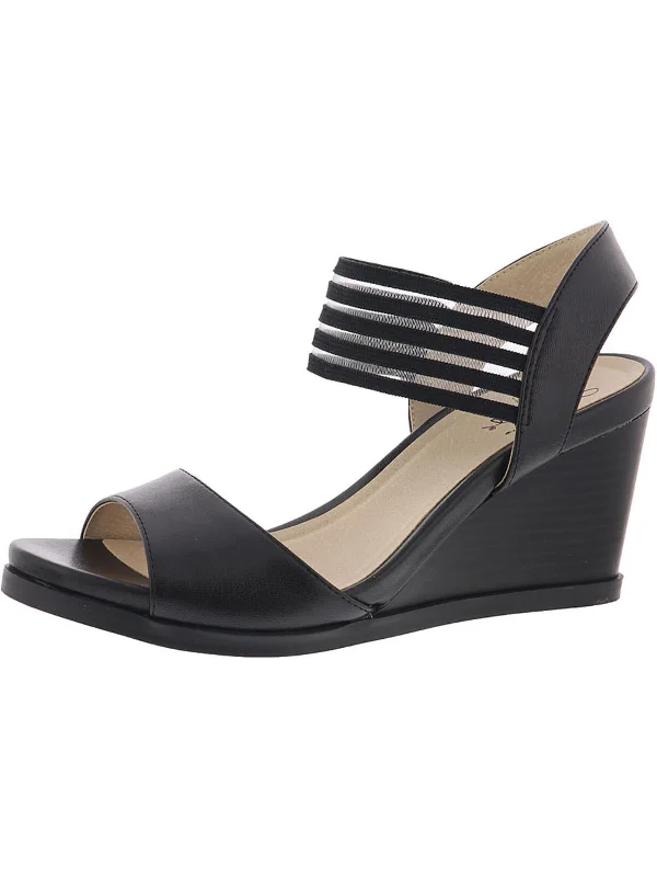 Plus Size Women's Wide - Width Platform Sandals in Black for Added Comfort and HeightBlaze Womens Faux Leather Dressy Wedge Sandals