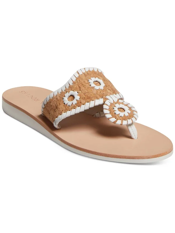 Women's Sandals with a Glitter - Coated Strap in Gold for a Sparkly Summer OutfitBoating Jacks Womens Cork Leather Thong Sandals