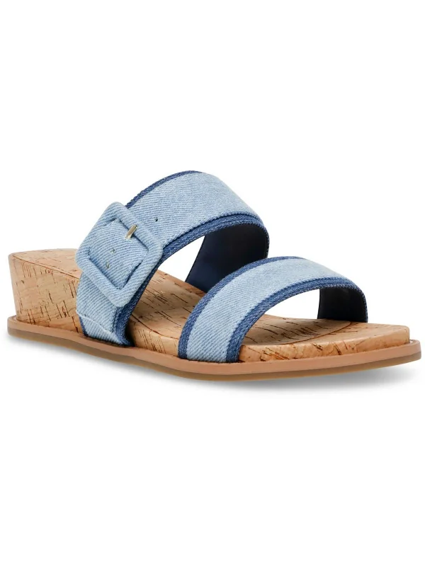 Women's Sandals with a Floral - Printed Upper in Pink for a Feminine Spring LookBrenda Womens Slip On Squared Toe Wedge Sandals