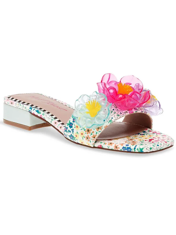 Women's Thong Sandals with a Beaded Design in Multicolor for a Beachy AestheticBrice Womens Patent Floral Print Slide Sandals