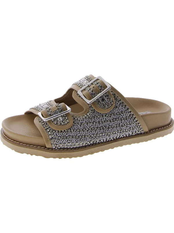 Adjustable Strap Women's Sandals with a Padded Heel in Pink for a Custom FitCabo Womens Embellished Buckle Slide Sandals