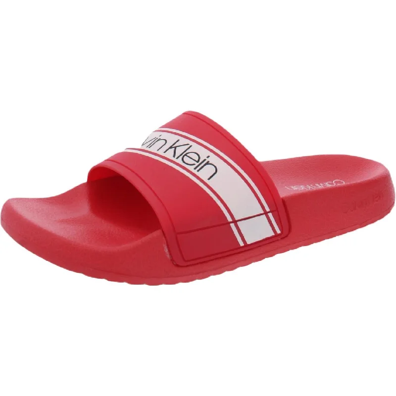 Women's Ankle - Strap Sandals with a Block Heel in Red for a Sophisticated StyleCalvin Klein Womens Comfort Flip Flops Flat Sandals