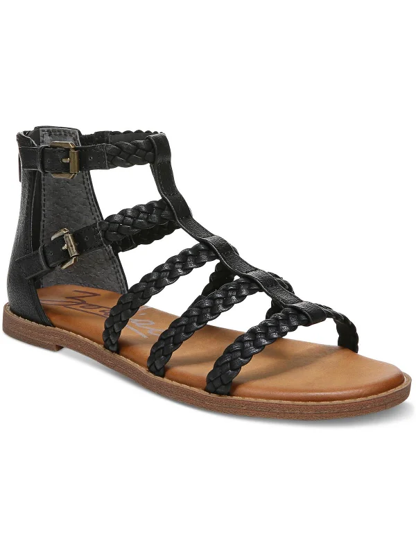 Women's Sandals with a Glitter - Coated Strap in Gold for a Sparkly Summer OutfitCamelia Womens Faux Leather Caged Gladiator Sandals