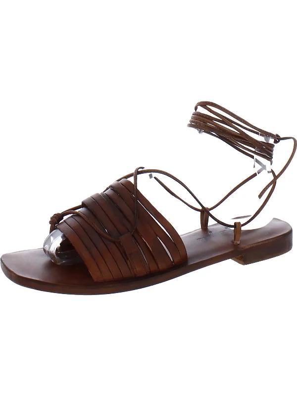 Women's Flat Slide Sandals with a Memory Foam Insole in White for All - Day ComfortCami Womens Leather Strappy Huarache Sandals