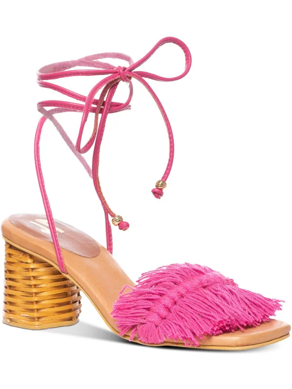 Women's Leather - Strapped Sandals with a Braided Detail in Brown for a Rustic AppealCanasto Fringe Womens Leather Dressy Heels