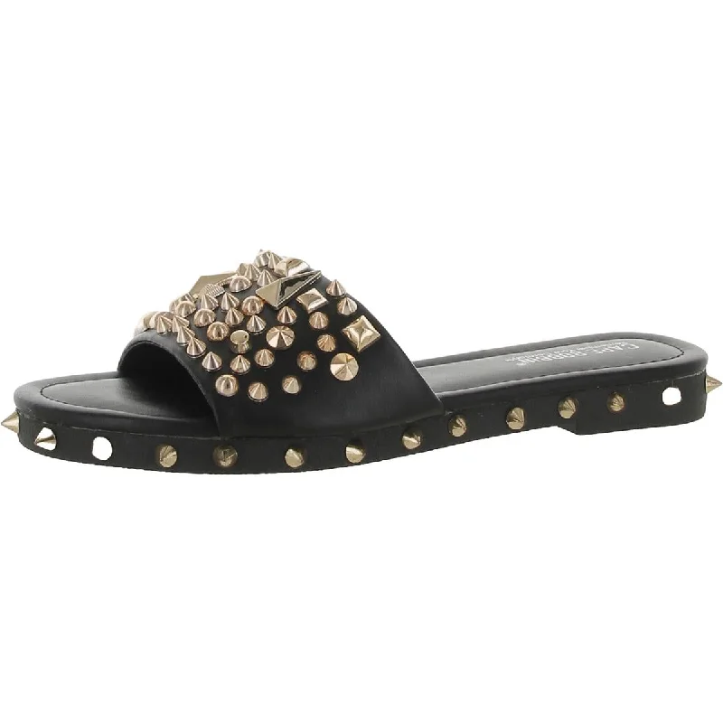 Sustainable Women's Recycled Material Sandals in Beige for Eco - Conscious ShoppersCape Robbin Womens Faux Leather Slip-On Slide Sandals