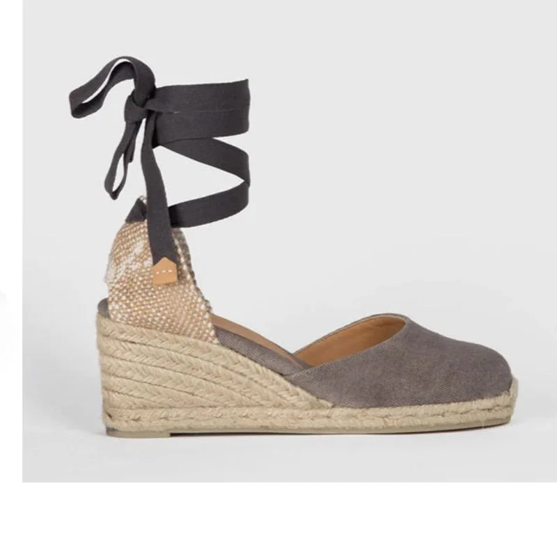 Child - Friendly Women's Sandals with a Secure Buckle in Purple for Moms on the GoCastaner Carina 6 Plomo Grey Canvas Wedge Espadrilles