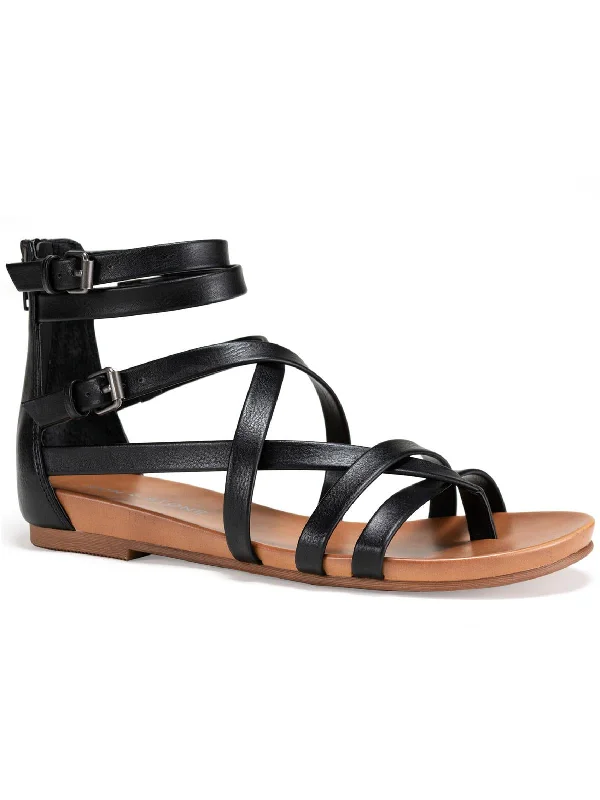 Women's Ankle - Strap Sandals with a Block Heel in Red for a Sophisticated StyleCharley Womens Faux Leather Strappy Gladiator Sandals