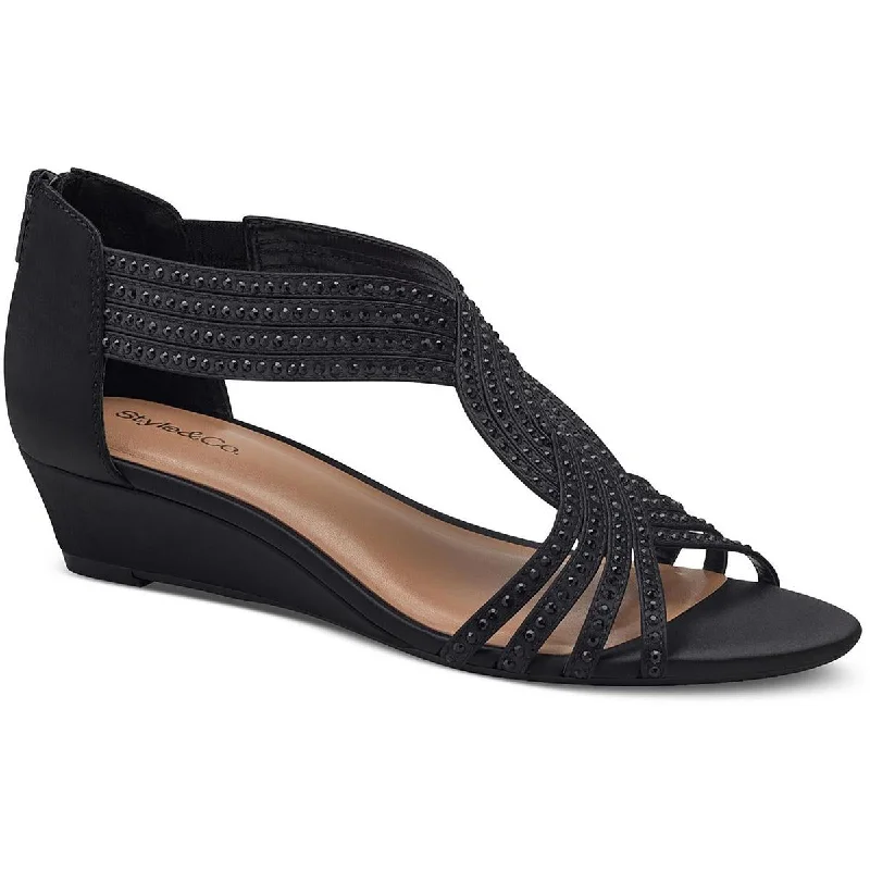 Women's Sandals with a Wedge Heel and a Tassel Detail in Orange for a Trendy LookCharter Club Womens Embellished Textured Wedge Sandals