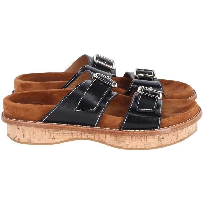 Sustainable Women's Recycled Material Sandals in Beige for Eco - Conscious ShoppersChloe Marah Topstitched Sandals in Brown Leather