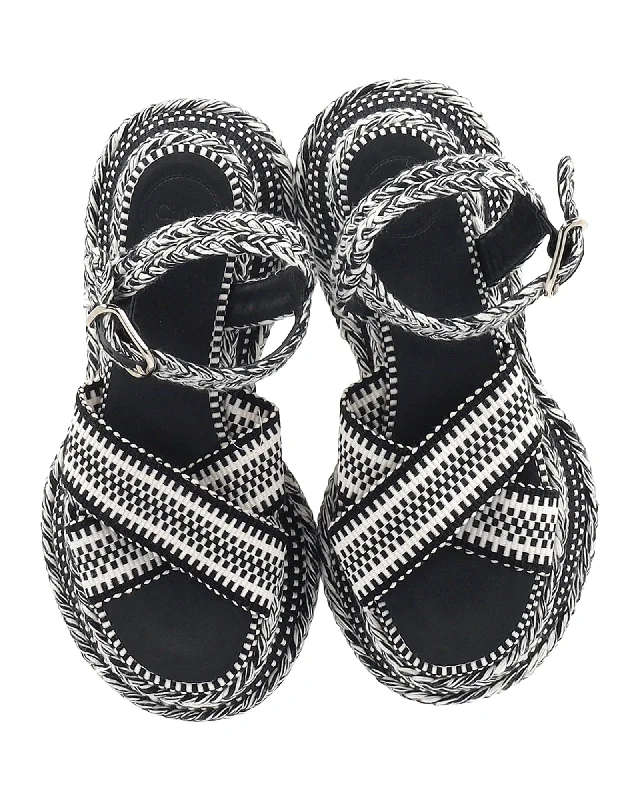 Adjustable Strap Women's Sandals with a Padded Heel in Pink for a Custom FitChloè Meril Flat Platform Sandals in Monochrome Fabric