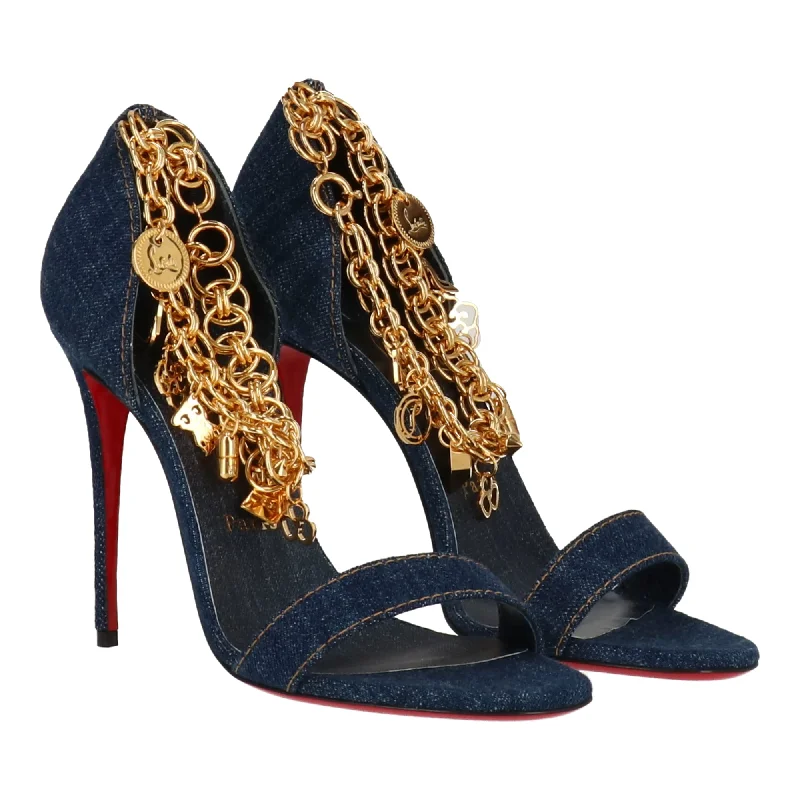 Women's Sandals with a Glitter - Coated Strap in Gold for a Sparkly Summer OutfitChristian Louboutin Womens Blue Sandal