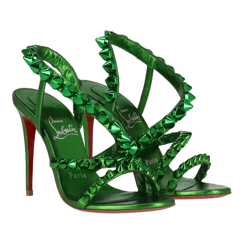 Women's Rhinestone - Embellished Open - Toe Sandals in Silver for a Glamorous Party LookChristian Louboutin Womens Green Sandal