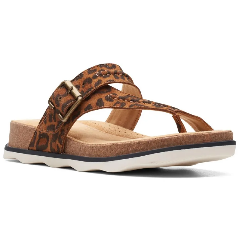 Waterproof Women's Rubber Beach Sandals with Arch Support in Blue for Water ActivitiesClarks Womens Brynn Madi Leather Slip On Thong Sandals