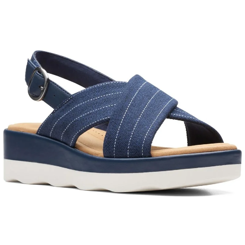 Plus Size Women's Wide - Width Platform Sandals in Black for Added Comfort and HeightClarks Womens Clara Cove Slip On Open Toe Wedge Sandals