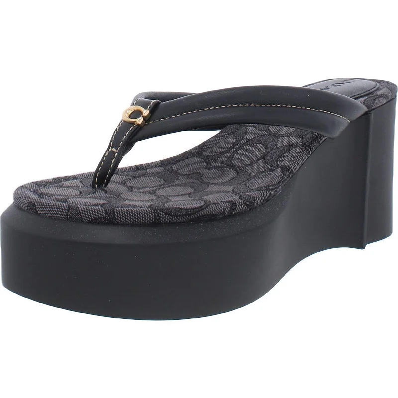 Women's Sandals with a Wedge Heel and a Tassel Detail in Orange for a Trendy LookCoach Womens Frankie Faux Leather Embellished Platform Sandals