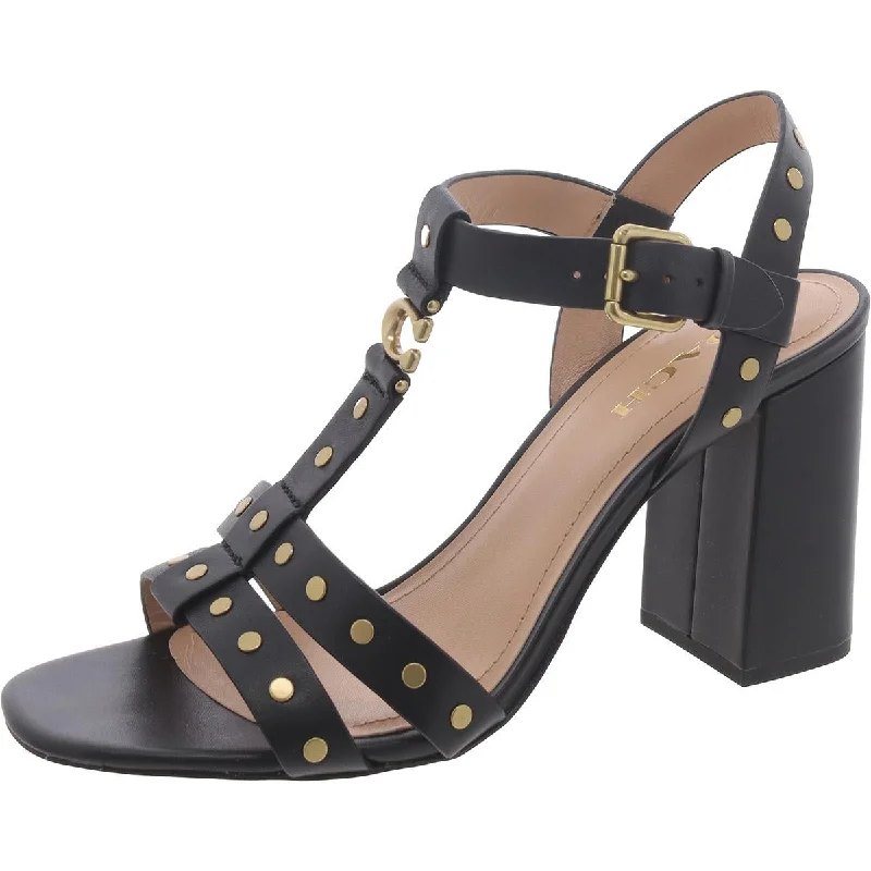 Women's Sandals with a Glitter - Coated Strap in Gold for a Sparkly Summer OutfitCoach Womens Leather Ankle Strap Heels