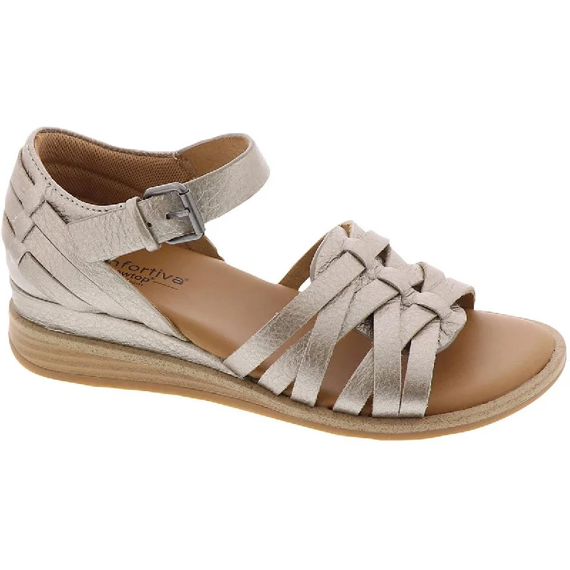 Women's Flat Slide Sandals with a Memory Foam Insole in White for All - Day ComfortComfortiva Womens Marina  Leather Open Toe Strappy Sandals
