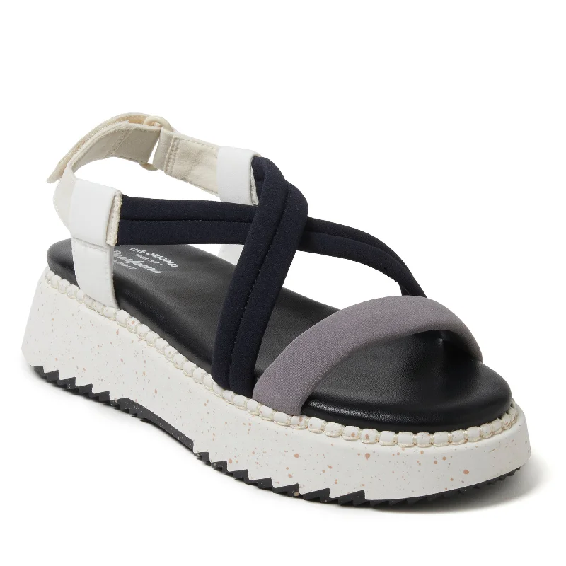 Lightweight Women's Mesh - Paneled Sandals in Yellow for BreathabilityDearfoams Women's Daylen Adjustable Strap Platform Sandal