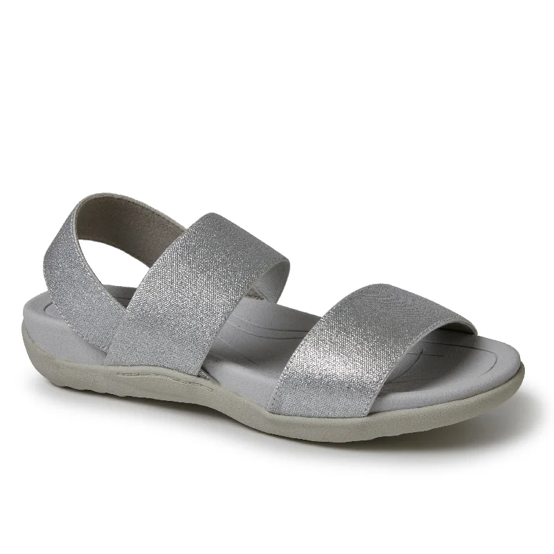 Women's Flat Slide Sandals with a Memory Foam Insole in White for All - Day ComfortDearfoams Women's Sloane Low Foam Back Strap Sandal