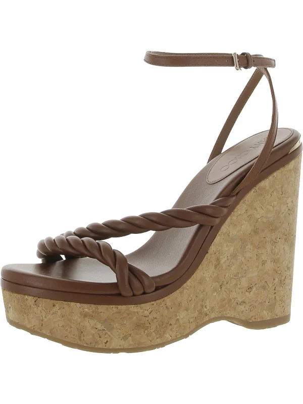 Sustainable Women's Recycled Material Sandals in Beige for Eco - Conscious ShoppersDiosa Wedge 130 Womens Leather Ankle Strap Heels
