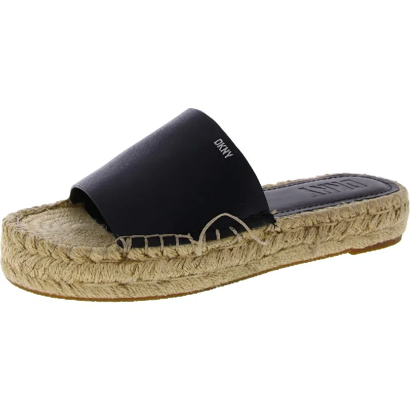 Shock - Absorbing Women's Sandals with a Soft Insole in Black for Active LifestylesDKNY Womens Camilla Leather Slip On Flatform Sandals