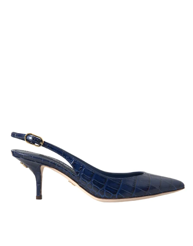 Women's Cork - Soled Espadrille Sandals with a Rope - Trimmed Upper in Navy for a Summer VibeDolce & Gabbana   Croc Leather Slingbacks Women's Shoes (Pre-Owned)