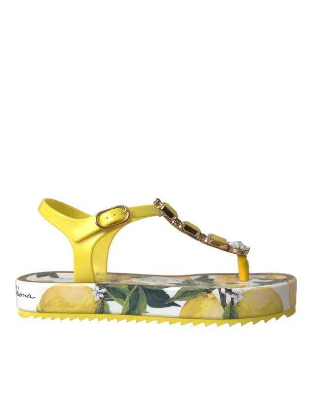Child - Friendly Women's Sandals with a Secure Buckle in Purple for Moms on the GoDolce & Gabbana  Lemon Beachwear Flats Sandals Women's Shoes