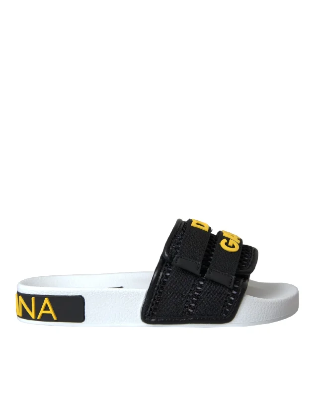 Women's Ankle - Strap Sandals with a Block Heel in Red for a Sophisticated StyleDolce & Gabbana   Logo Beachwear Flats Sandals Women's Shoes