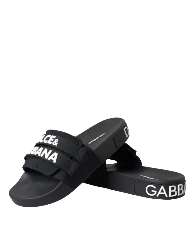 Sustainable Women's Recycled Material Sandals in Beige for Eco - Conscious ShoppersDolce & Gabbana  Logo Beachwear Flats Sandals Women's Shoes
