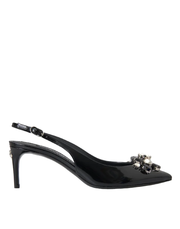 Anti - Slip Women's Sandals with a Grooved Sole in Green for Outdoor AdventuresDolce & Gabbana  Patent Leather Crystal Slingback Women's Shoes (Pre-Owned)