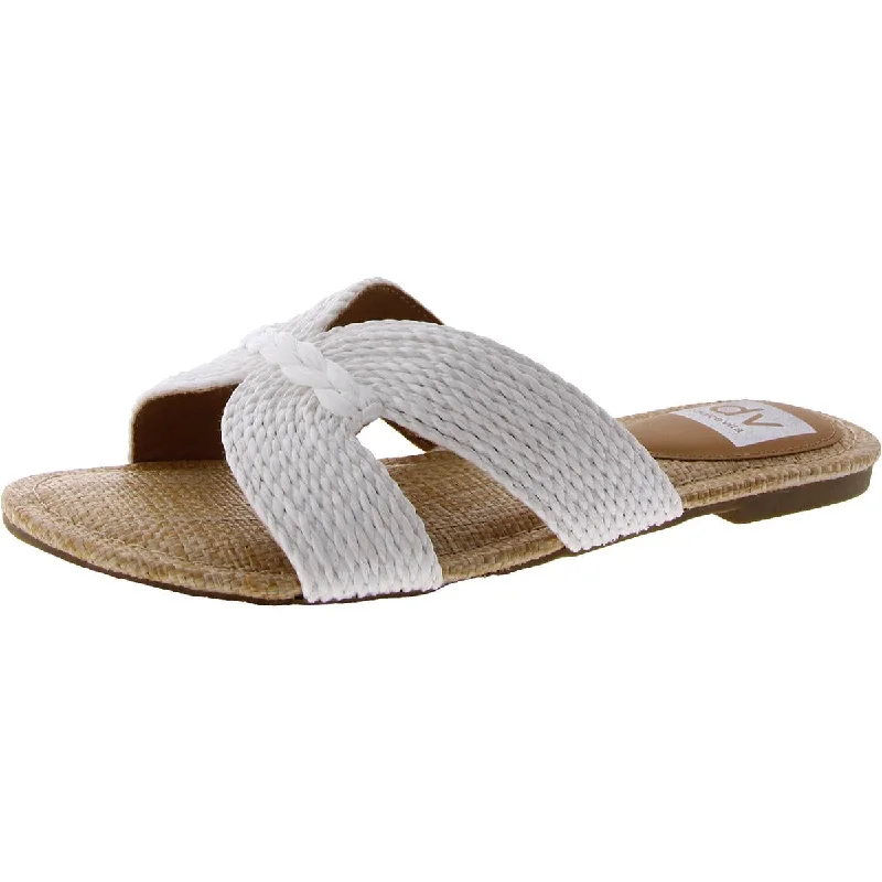 Women's Flat Slide Sandals with a Memory Foam Insole in White for All - Day ComfortDolce Vita Womens Geeya Textured Slip-On Slide Sandals