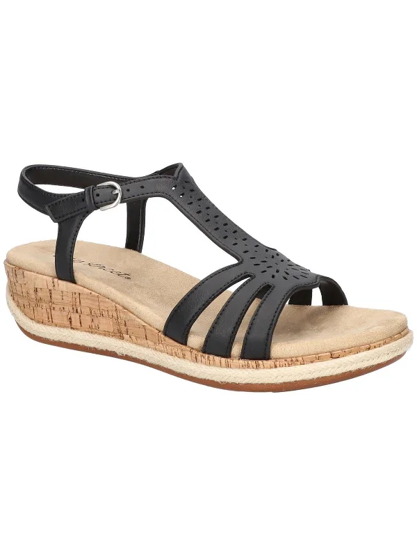 Child - Friendly Women's Sandals with a Secure Buckle in Purple for Moms on the GoDorinda Womens Faux Leather T-Strap Wedge Sandals