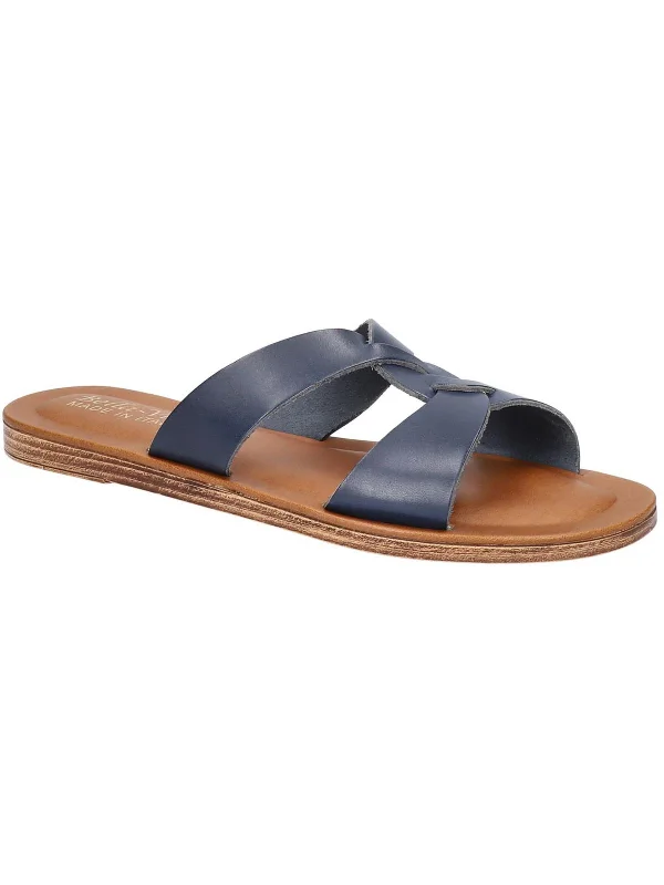 Orthopedic Women's Sandals with Arch Support in Gray for Foot HealthDov-Italy Womens Leather Slip On Slide Sandals