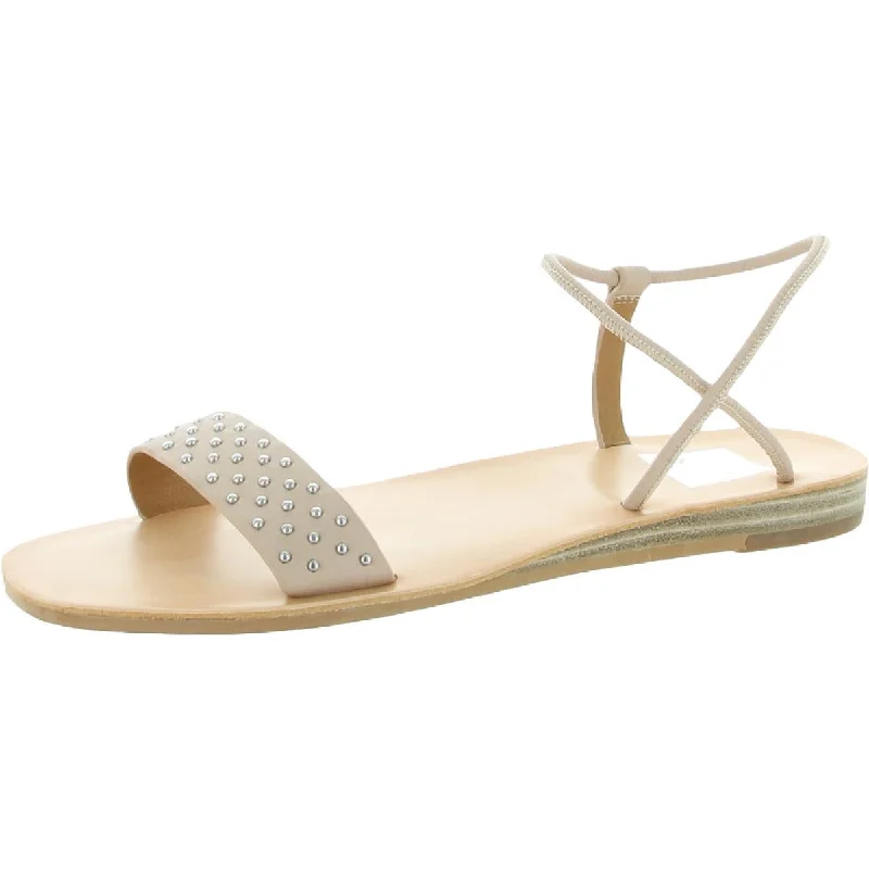 Women's Flat Slide Sandals with a Memory Foam Insole in White for All - Day ComfortDV By Dolce Vita Womens Lumia Studded Open Toe Flatform Sandals