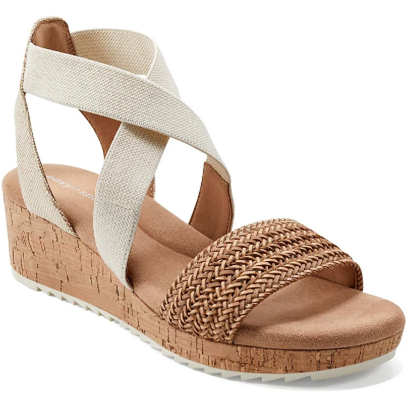 Women's Ankle - Strap Sandals with a Block Heel in Red for a Sophisticated StyleEasy Spirit Womens Lorena Canvas Criss-Cross Wedge Sandals