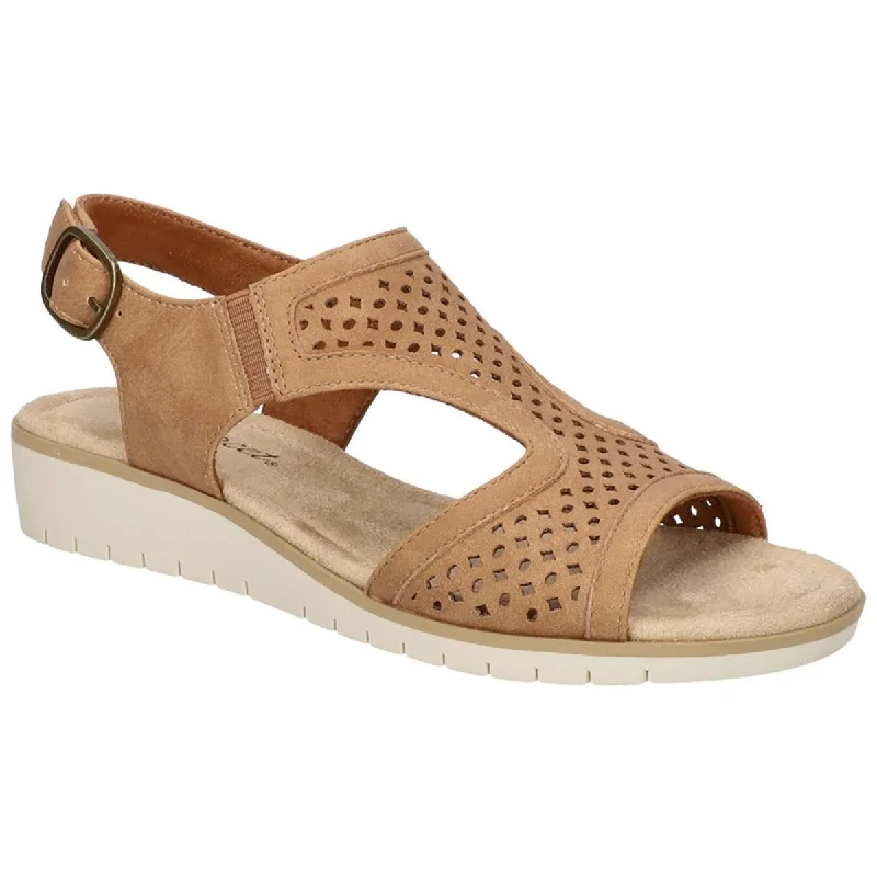 Women's Rhinestone - Embellished Open - Toe Sandals in Silver for a Glamorous Party LookEasy Street Womens Alba Faux Suede Open Toe Slingback Sandals