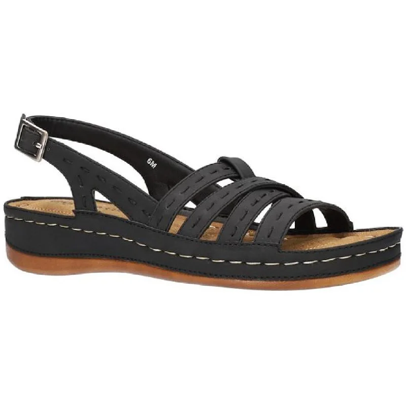 Shock - Absorbing Women's Sandals with a Soft Insole in Black for Active LifestylesEasy Street Womens Kehlani Faux Leather Open Toe Wedge Sandals