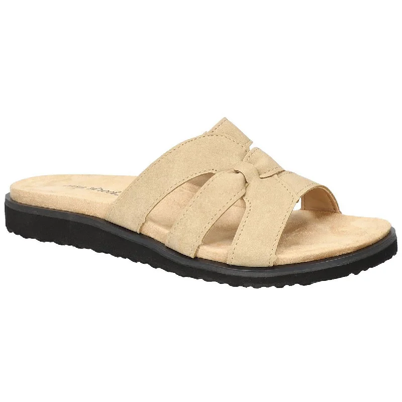 Anti - Slip Women's Sandals with a Grooved Sole in Green for Outdoor AdventuresEasy Street Womens Skai Faux Suede Slip On Slide Sandals
