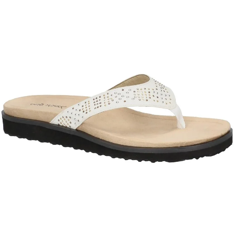 Women's Sandals with a Glitter - Coated Strap in Gold for a Sparkly Summer OutfitEasy Street Womens Stevie  Slip On Casual Flip-Flops