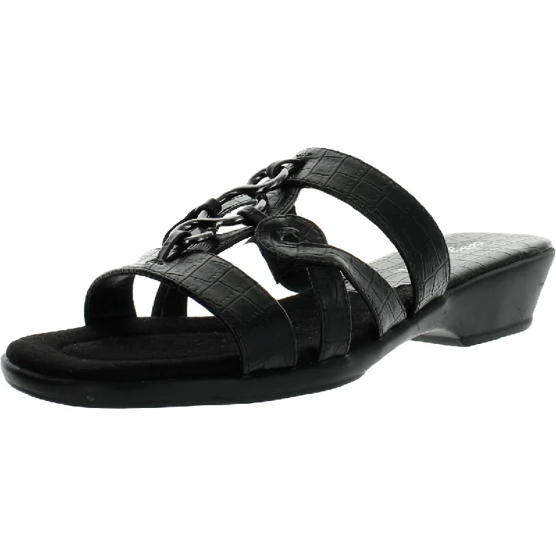 Women's Rhinestone - Embellished Open - Toe Sandals in Silver for a Glamorous Party LookEasy Street Womens Torrid Slide Sandals